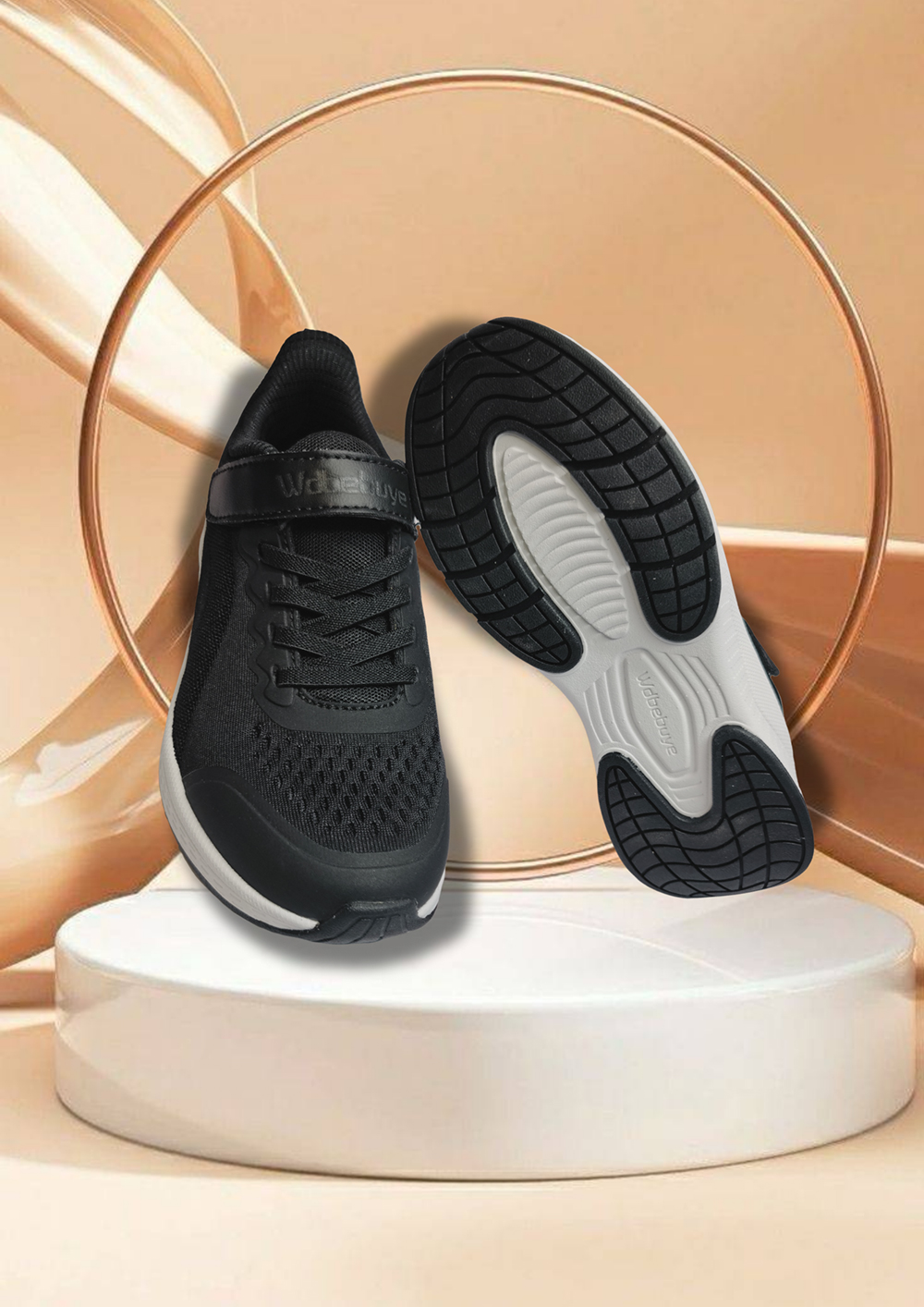 多功能成長型減震休閒鞋(童款)-黑白切